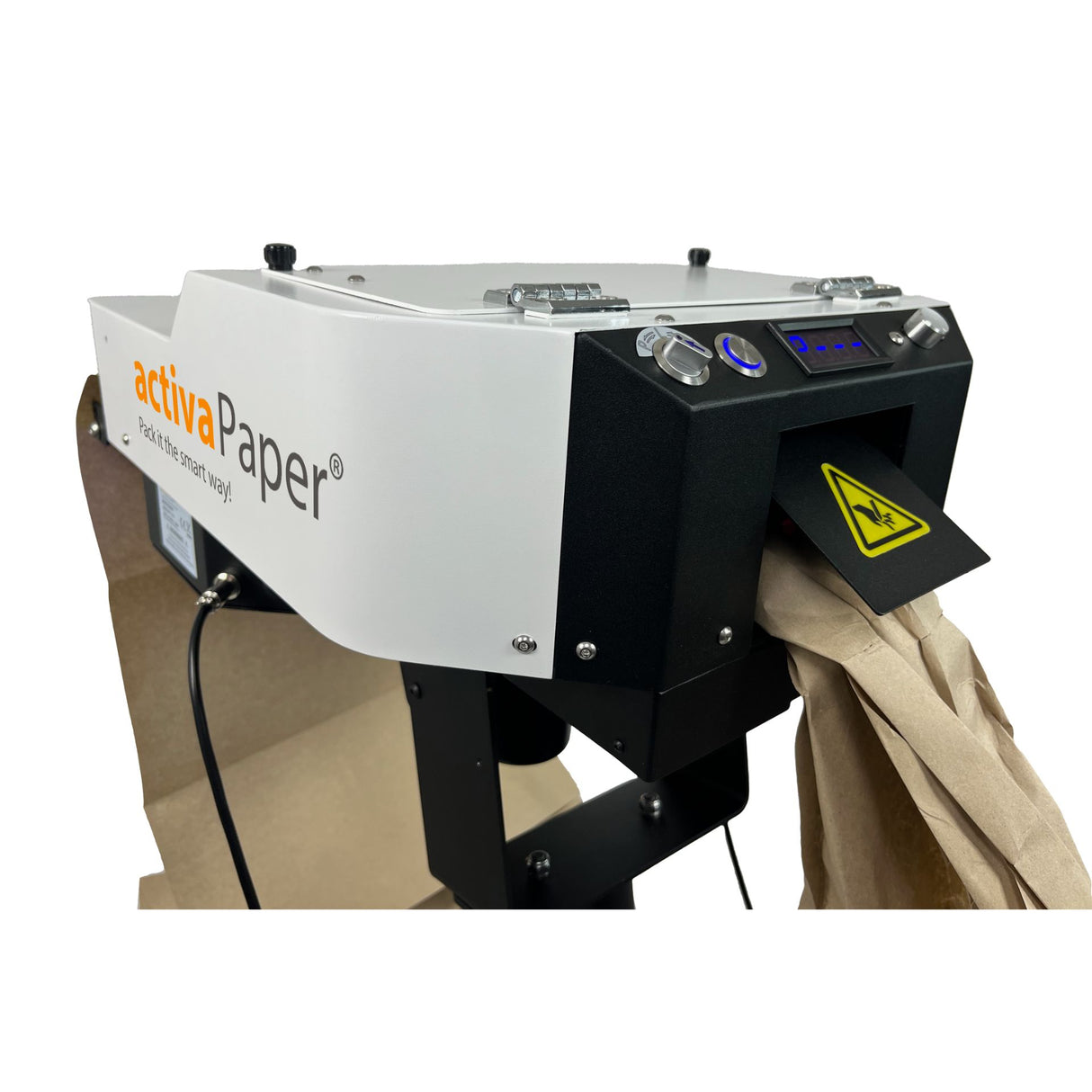 ActivaPaper PA4000, semiautomatische opvulpapiermachine close up met opvulpapier zigzag