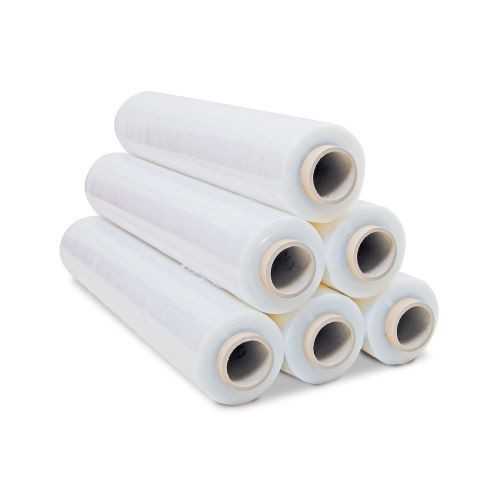 Rol transparante handwikkelfolie gebruikt voor het inpakken van palletladingen.