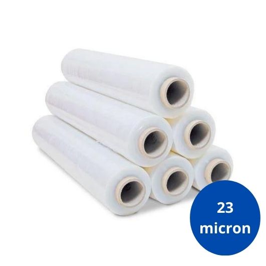 6 rollen transparante handwikkelfolie 300m x 50cm, 23 micron dikte voor palletverpakking