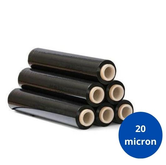 Handwikkelfolie zwart 300mx50cmx20my - 6 rollen