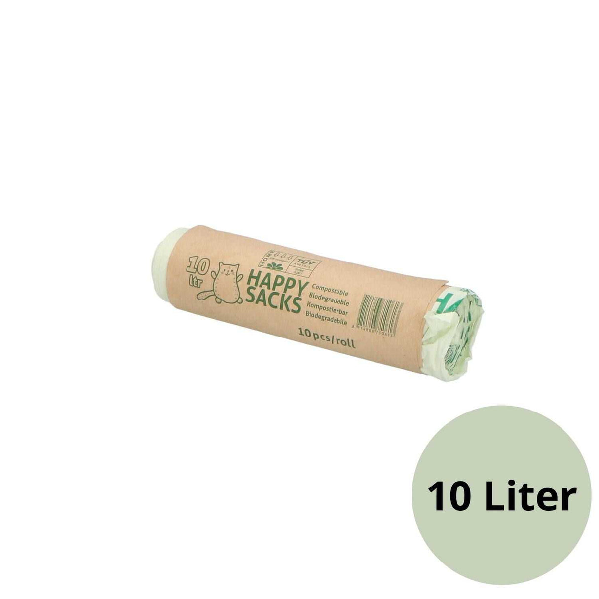 Happy Sacks 10 liter composteerbare afvalzak – biologisch afbreekbaar zakje voor keukenafval.