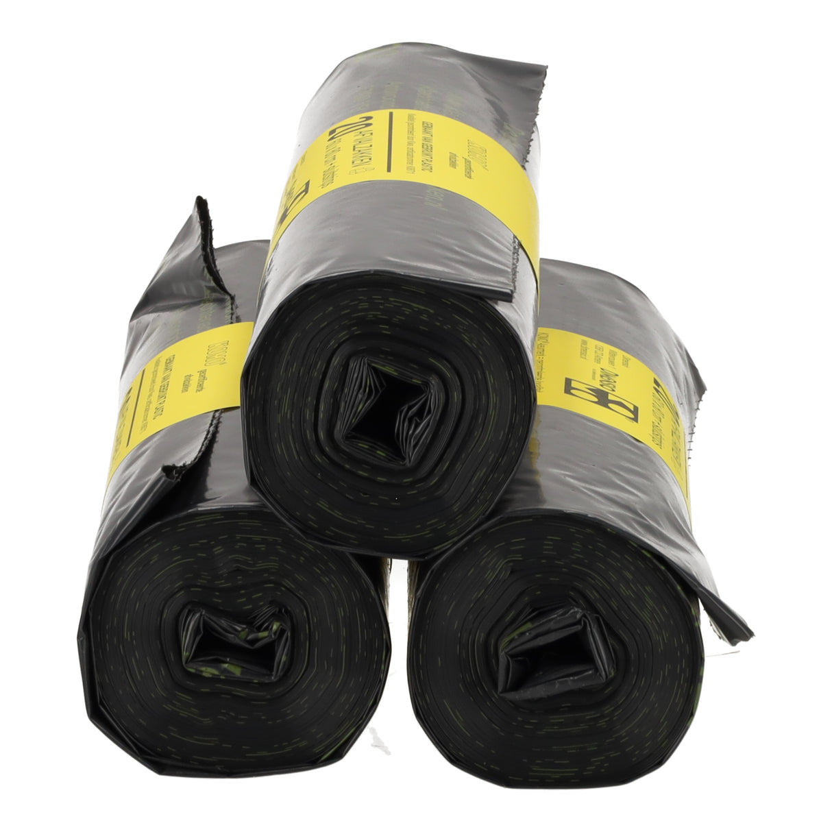 Drie stuks KOMO LDPE vuilniszakken op rol (60x80 cm), zwarte afvalzakken voor diverse afvalbakken zoals knapzakken en pedaalemmers