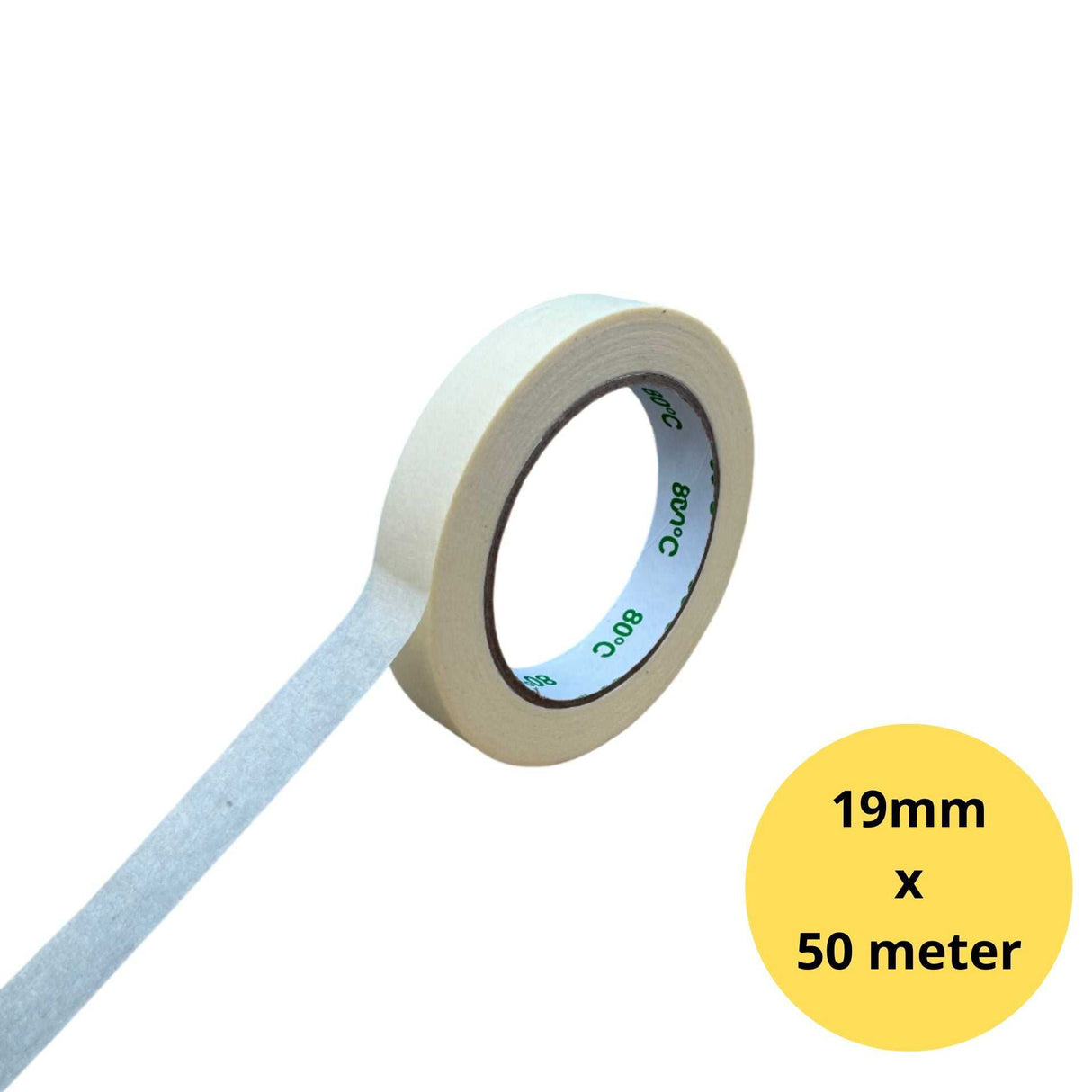 Maskingtape 19mm x 50m rol crèmekleurig voor schilderklussen