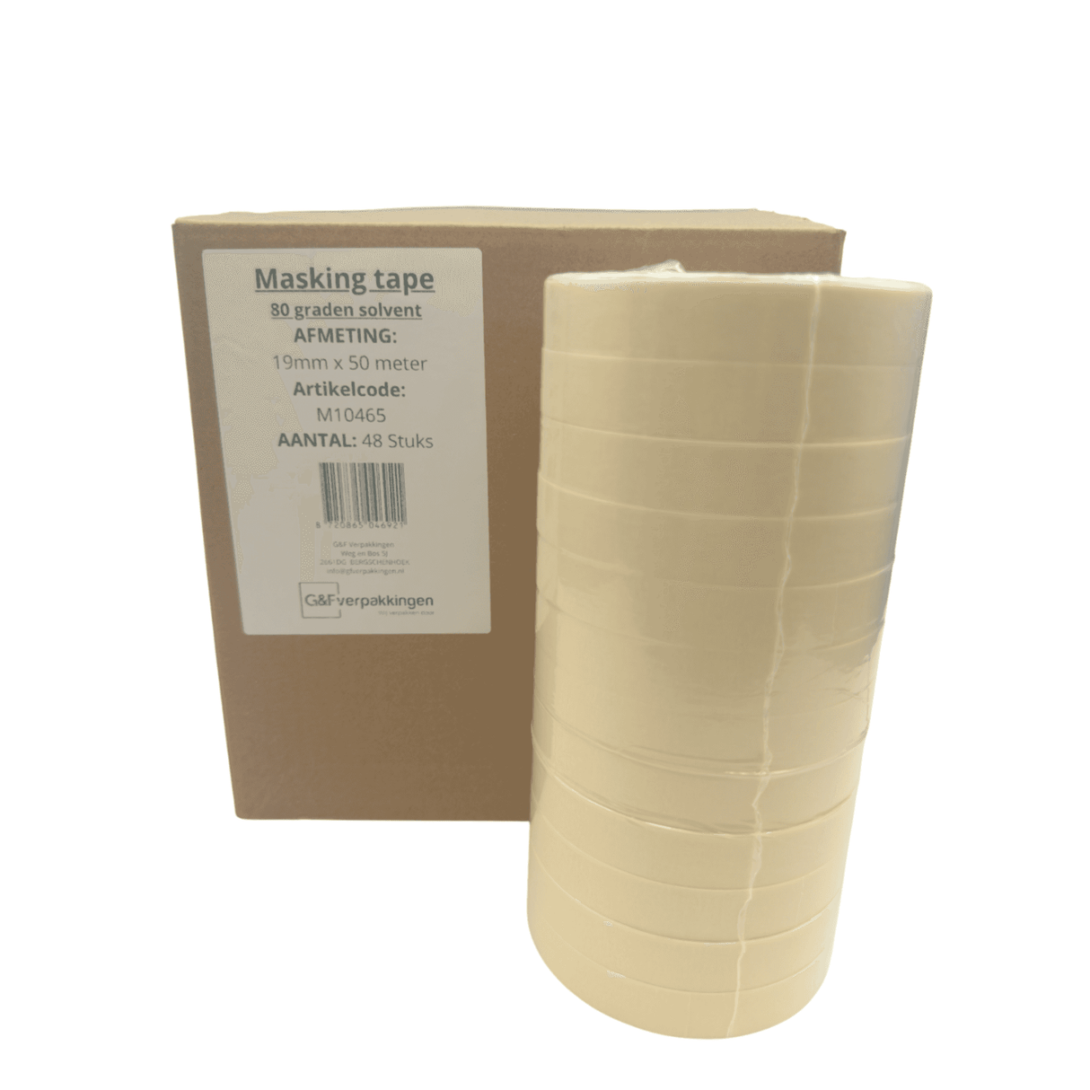 48 rollen maskingtape 19mm in een doos, solvent belijming