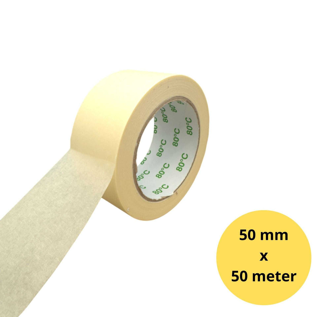 Maskingtape 50mm x 50m – extra brede schilderstape crèmekleurig