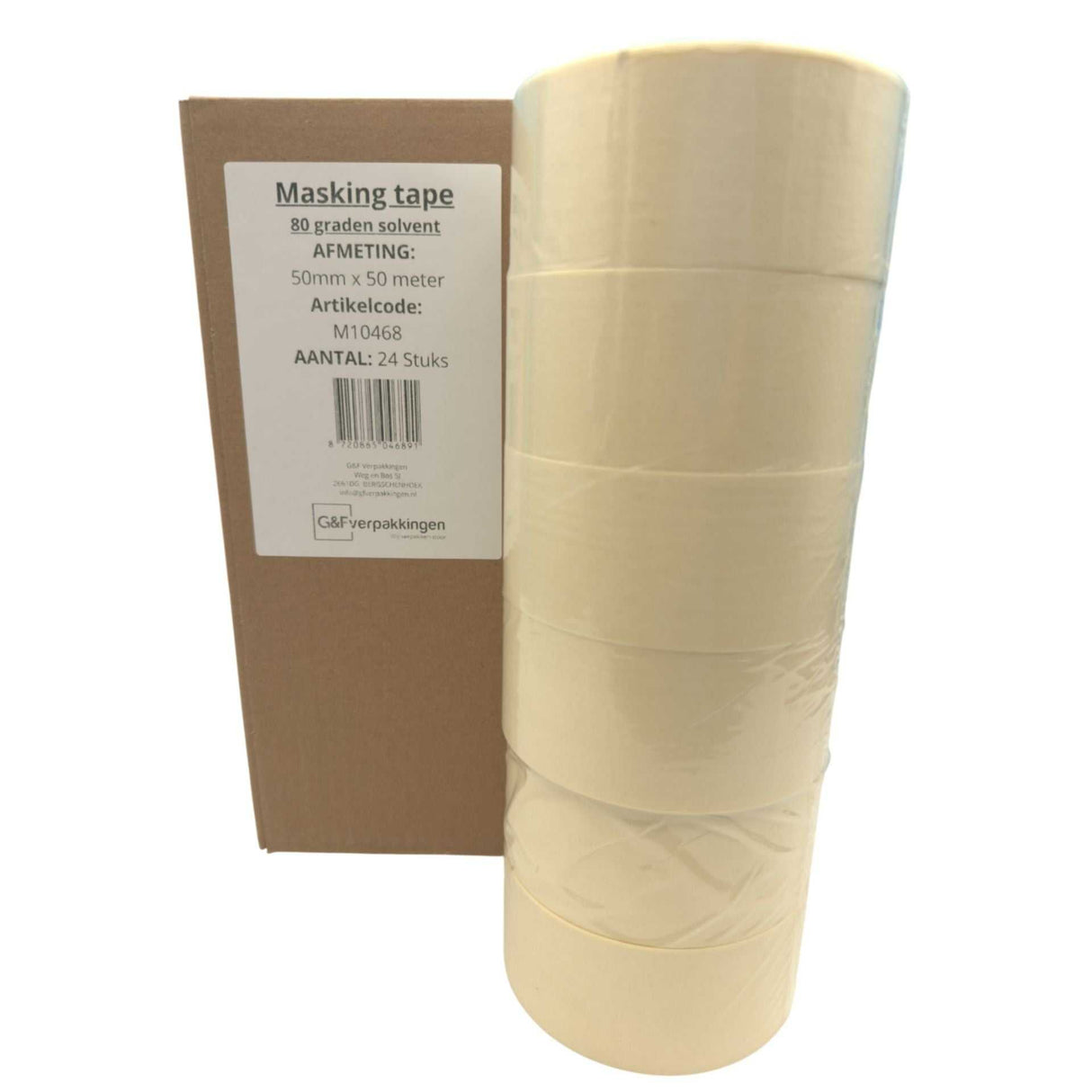 Maskingtape 50mm – 24 rollen in doos, professionele kwaliteit