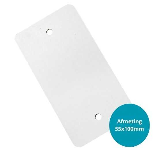 Witte metalen labels 55x100mm met dubbele ponsgaten – 1000 stuks