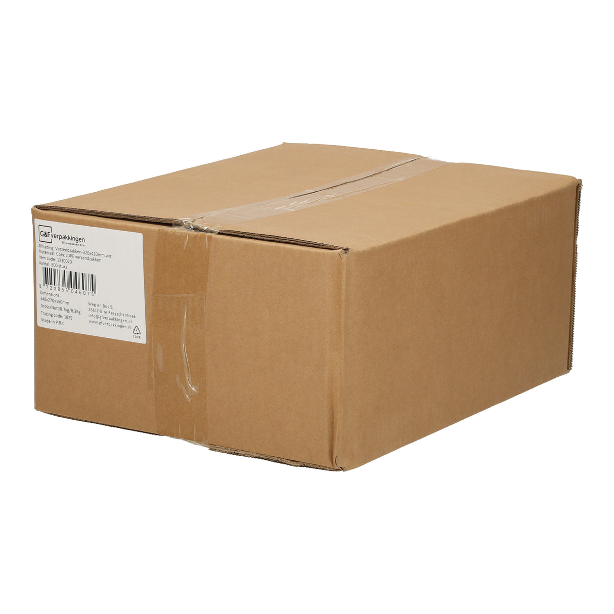 Verzendzakken - 320x420mm met plakstrip - 500 stuks (CoEx LDPE)