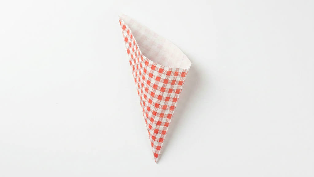 Doos van 50 stevige, recyclebare papieren frietzakken, type K17, perfect voor een snackbar of voedselkraam, in een strak desi