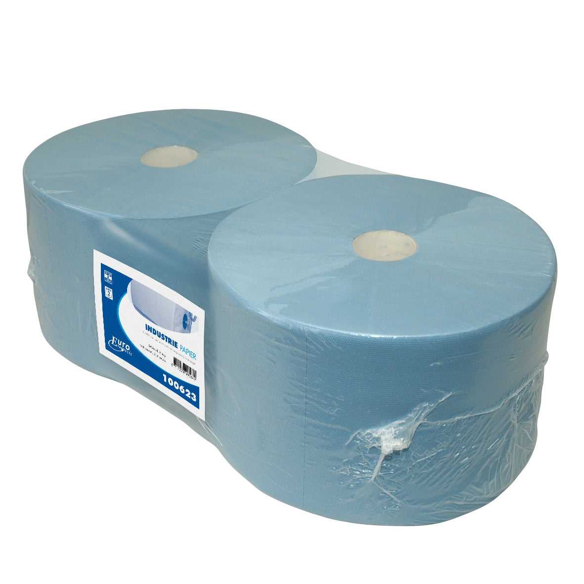 Blauwe 3-laags cellulose industriële poetsrol (Euro Products)