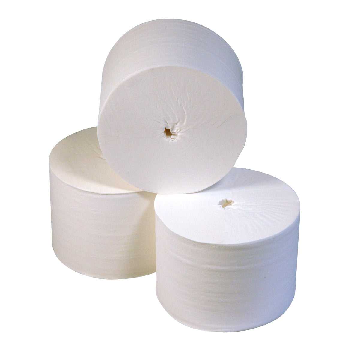 Toiletpapier coreless cellulose 2 laags 900 vel zonder huls, geschikt voor dispensers. Verpakt per 36 rollen voor grootverbruik.