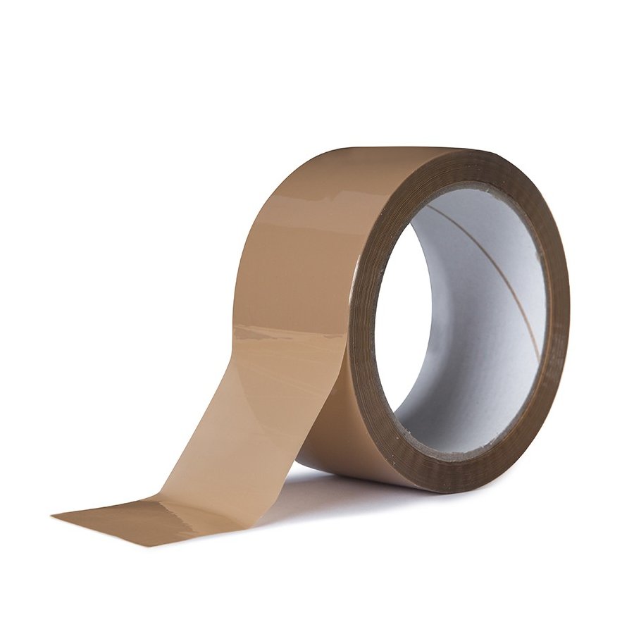 PP tape acryl bruin no noise - 36 rollen verpakkingstape met stille afrolfunctie, ideaal voor geluidsarme verpakkingsomgevingen.