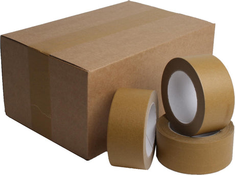 Rol bruine papieren tape met een natuurlijke uitstraling, ideaal voor milieuvriendelijk verpakken.