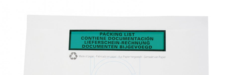 Paklijstenveloppen in verschillende formaten