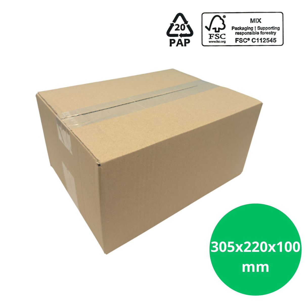Verzenddoos 305x220x100mm enkelgolf karton bruin G&F Verpakkingen