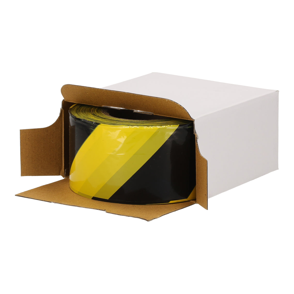 Geel-zwart afzetlint in dispenserdoos 500 meter - 1 rol