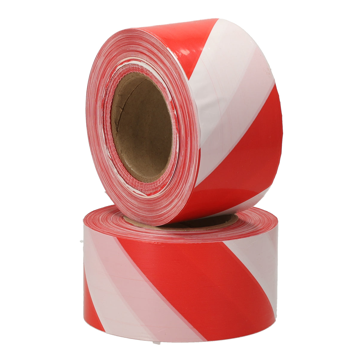 Twee rollen rood wit afzetlint in dispenserdoos, totaal 500 meter, voor het markeren van gevaarlijke zones