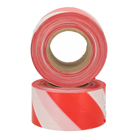 Twee rollen rood wit afzetlint, 500 meter per rol. Veiligheidslint voor afzettingen.