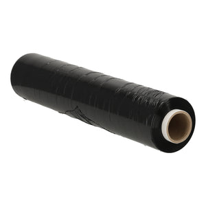 Zwarte handwikkelfolie, lengte 300m, breedte 50cm, dikte 23my, op rol voor palletverpakking en transportbeveiliging.