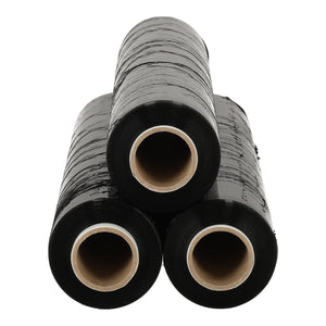 Zwarte handwikkelfolie, 3 rollen van 300 meter lengte en 50 cm breedte, voor pakketverpakking en transport