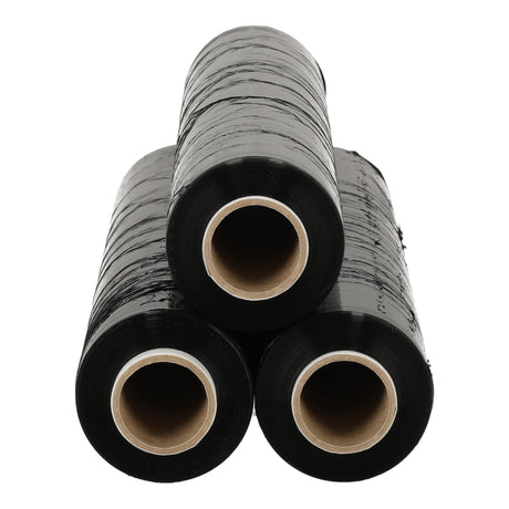 Zwarte handwikkelfolie, 3 rollen van 300 meter lengte en 50 cm breedte, voor pakketverpakking en transport