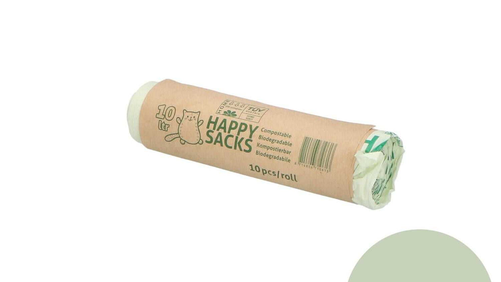 Happy Sacks 10 liter composteerbare afvalzak – biologisch afbreekbaar zakje voor keukenafval.