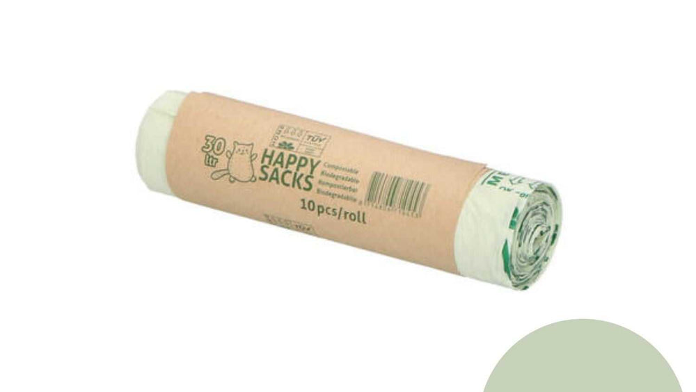 Happy Sacks 30 liter composteerbare pedaalemmerzak – sterke bio vuilniszak voor keuken en kantoor.