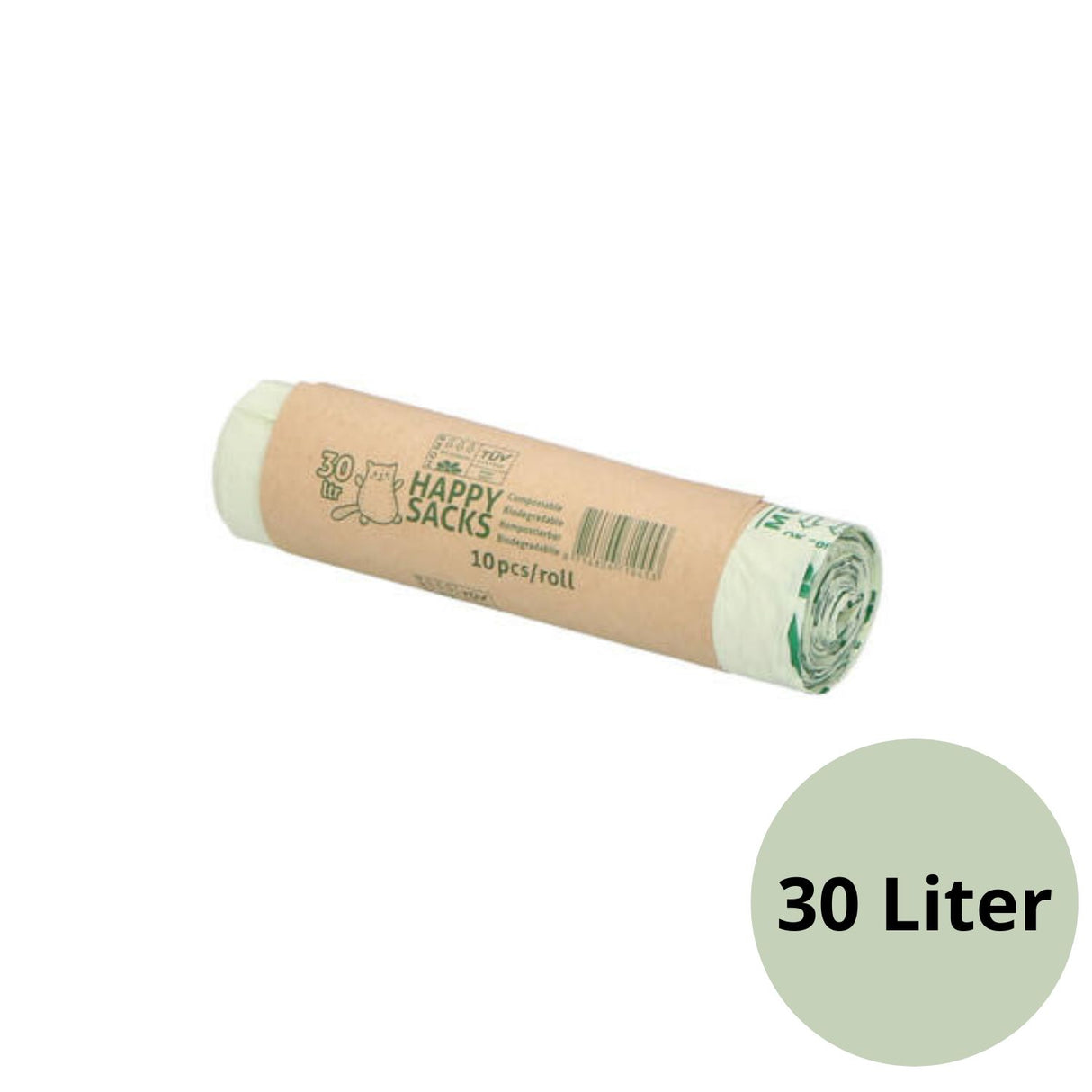 Happy Sacks 30 liter composteerbare pedaalemmerzak – sterke bio vuilniszak voor keuken en kantoor.
