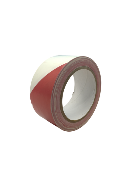 Rood-witte markeringstape van G&F Verpakkingen (50mm x 33m), ideaal voor het afbakenen van gevaarlijke zones.