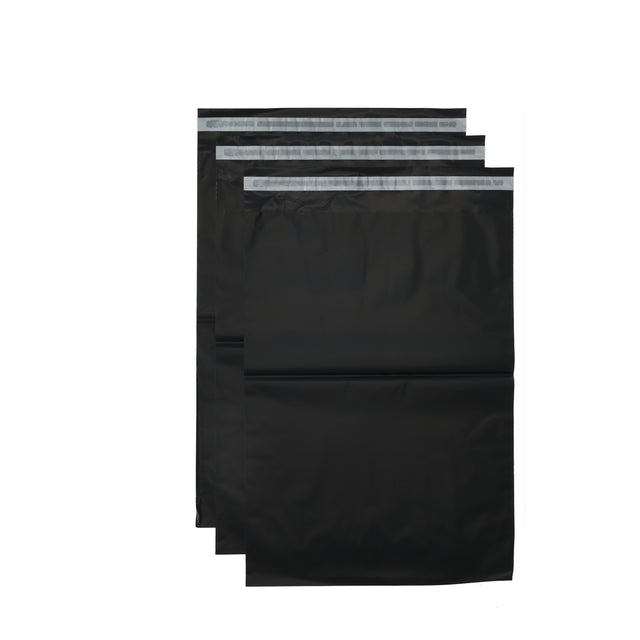Zwarte verzendzakken 260x350mm met zelfklevende plakstrip, 500 stuks, ideaal voor pakketjes en verzendingen.
