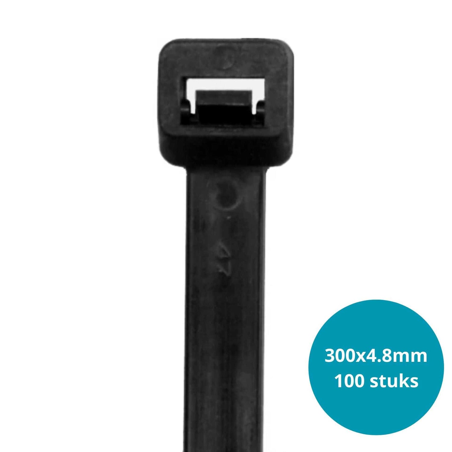 300 x 4.8 mm zwarte kabelbinders – Extra brede en sterke tyraps