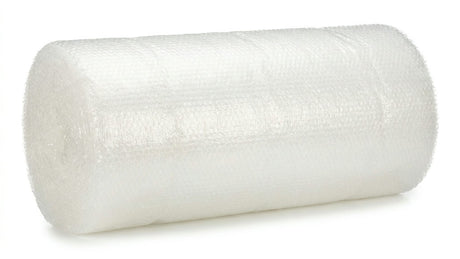 Detailopname van noppenfoliebaan van 75 cm breed, rol van 100 meter, isolerend, schokabsorberend materiaal, transparant
