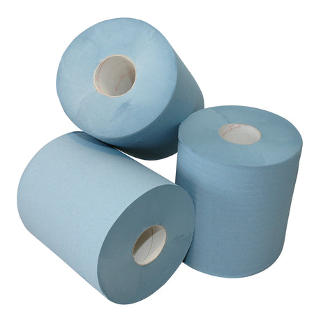 Blauwe gerecyclede poetsrol 1-laags 300m – voedselveilige poetsrol HACCP