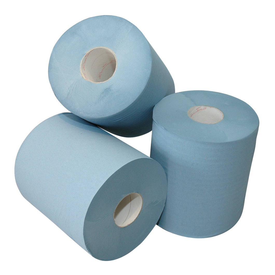 Midi poetspapier op rol recycled blauw 1 laags 300m x 20cm - 6 rollen
