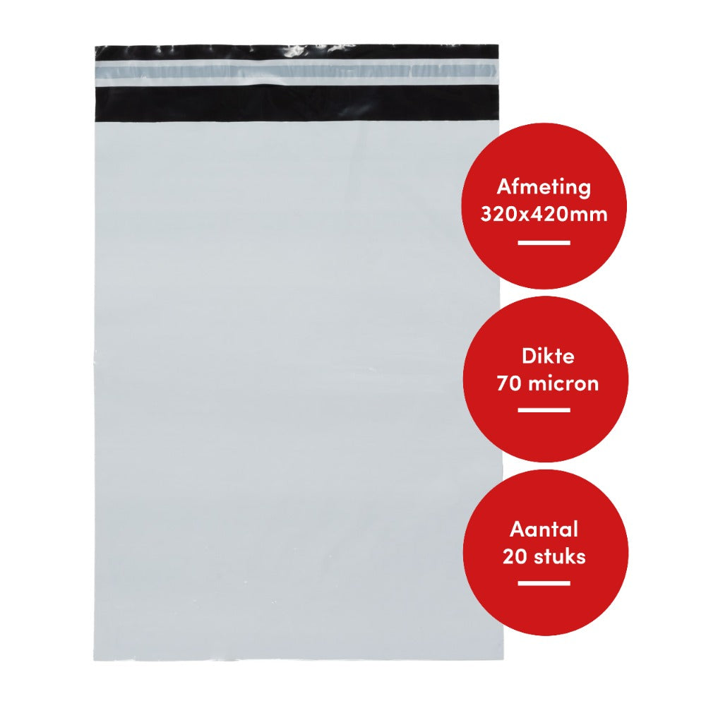 Verzendzakken voor kleding webshop 320 x 420 mm 70 micron wit l G&F Verpakkingen