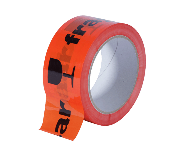 Waarschuwingstape / breekbaar tape oranje 48mm x 66 meter